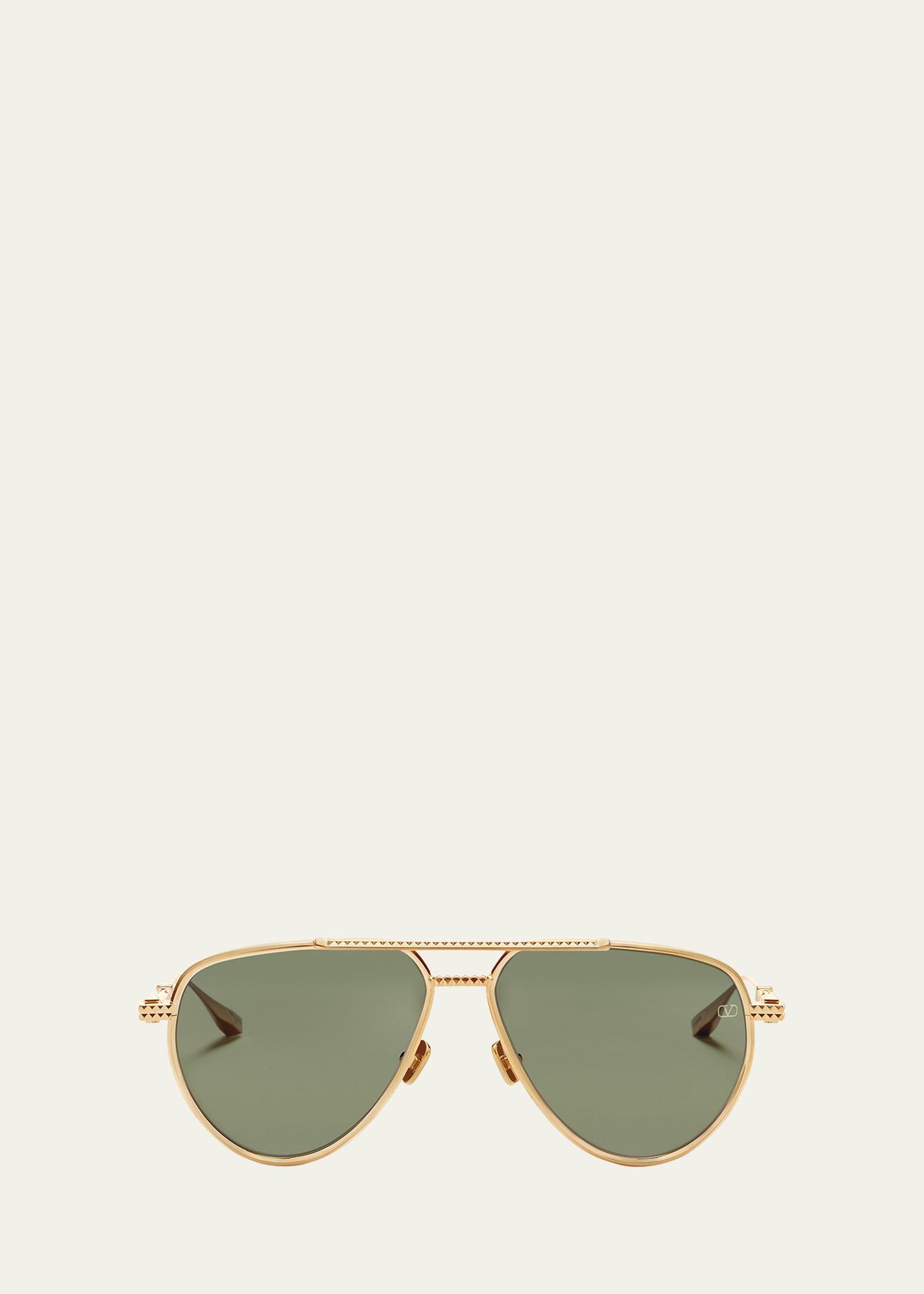 v-stud titanium aviator sunglasses