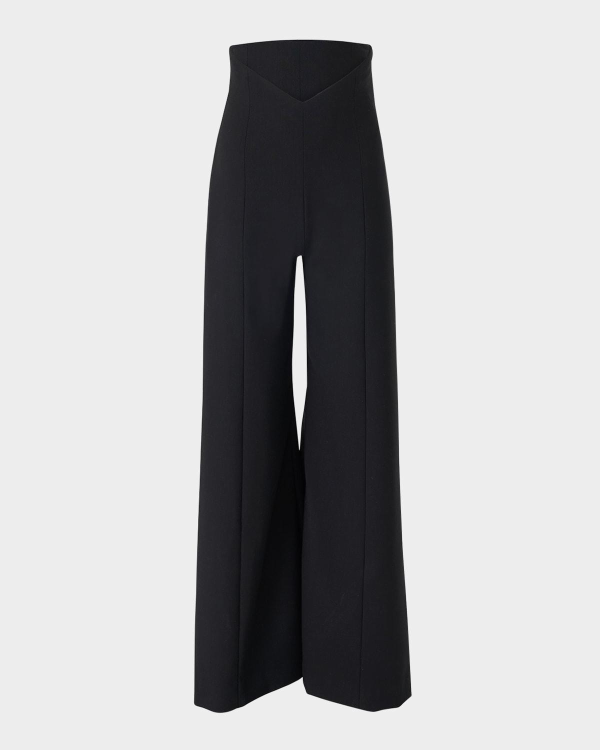 v-waistband wide-leg pants