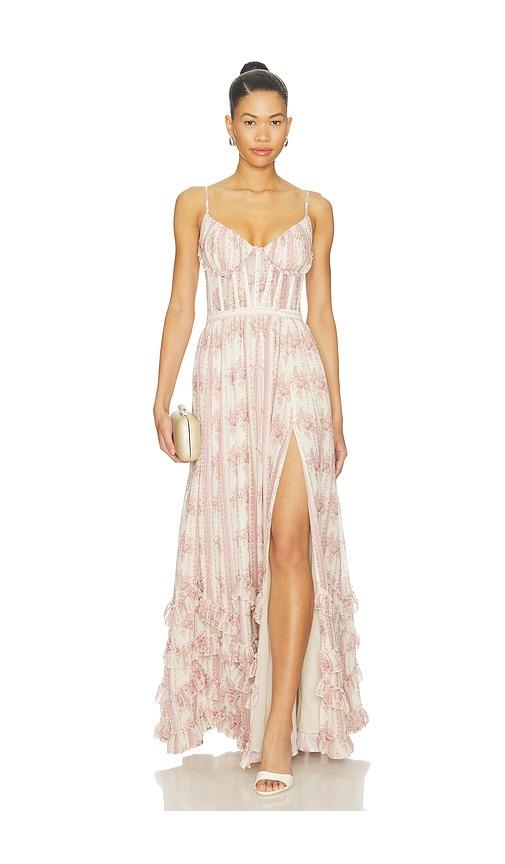 v. chapman carmen maxi dress in pink.