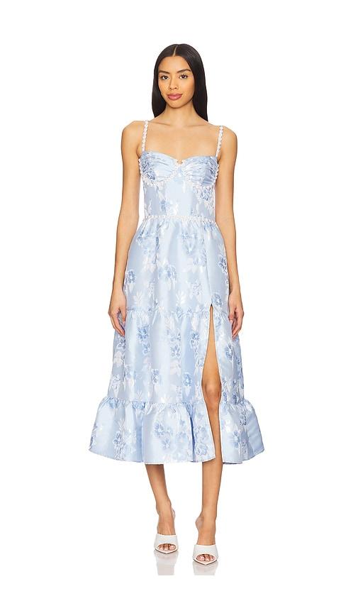 v. chapman lorenza midi dress in blue.