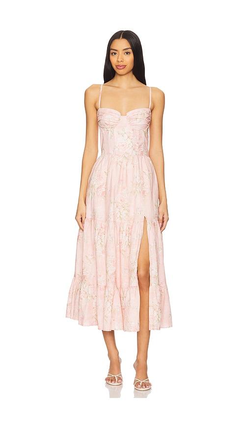v. chapman lorenza midi dress in pink.