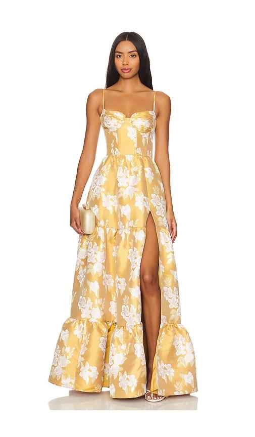v. chapman lucetta gown in metallic gold.