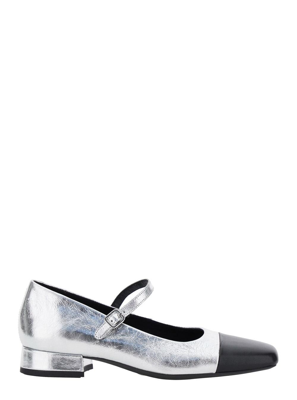 vagabond debby silver colored slingback pump with adjustable strap in leather woman