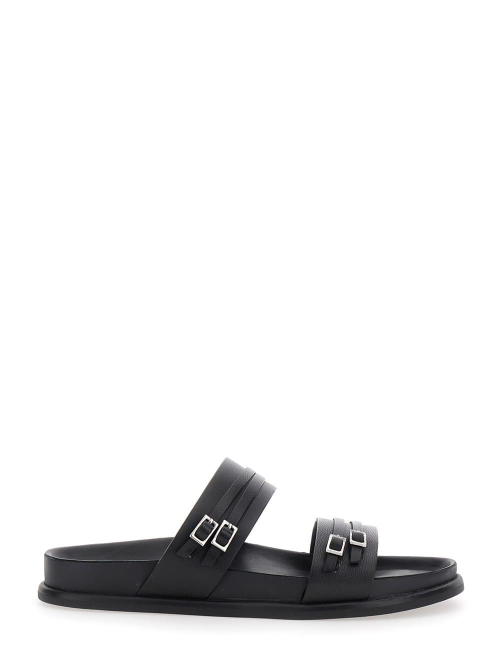 vagabond effie black sandals with two buckle closure in leather woman