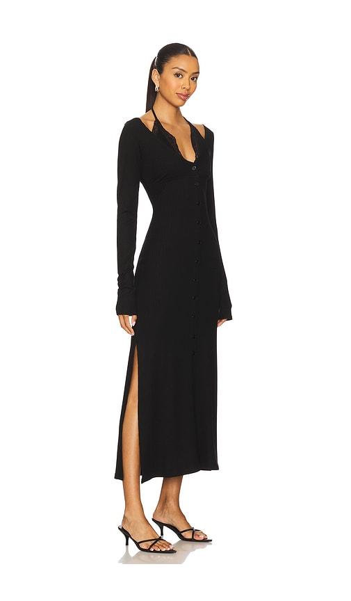 vaillant bradigan long sleeve dress in black.