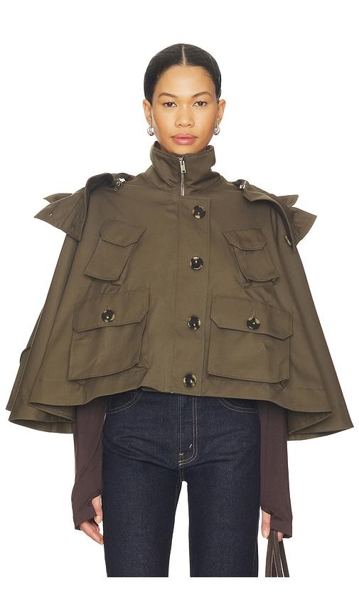 vaillant military cropped trench in olive.