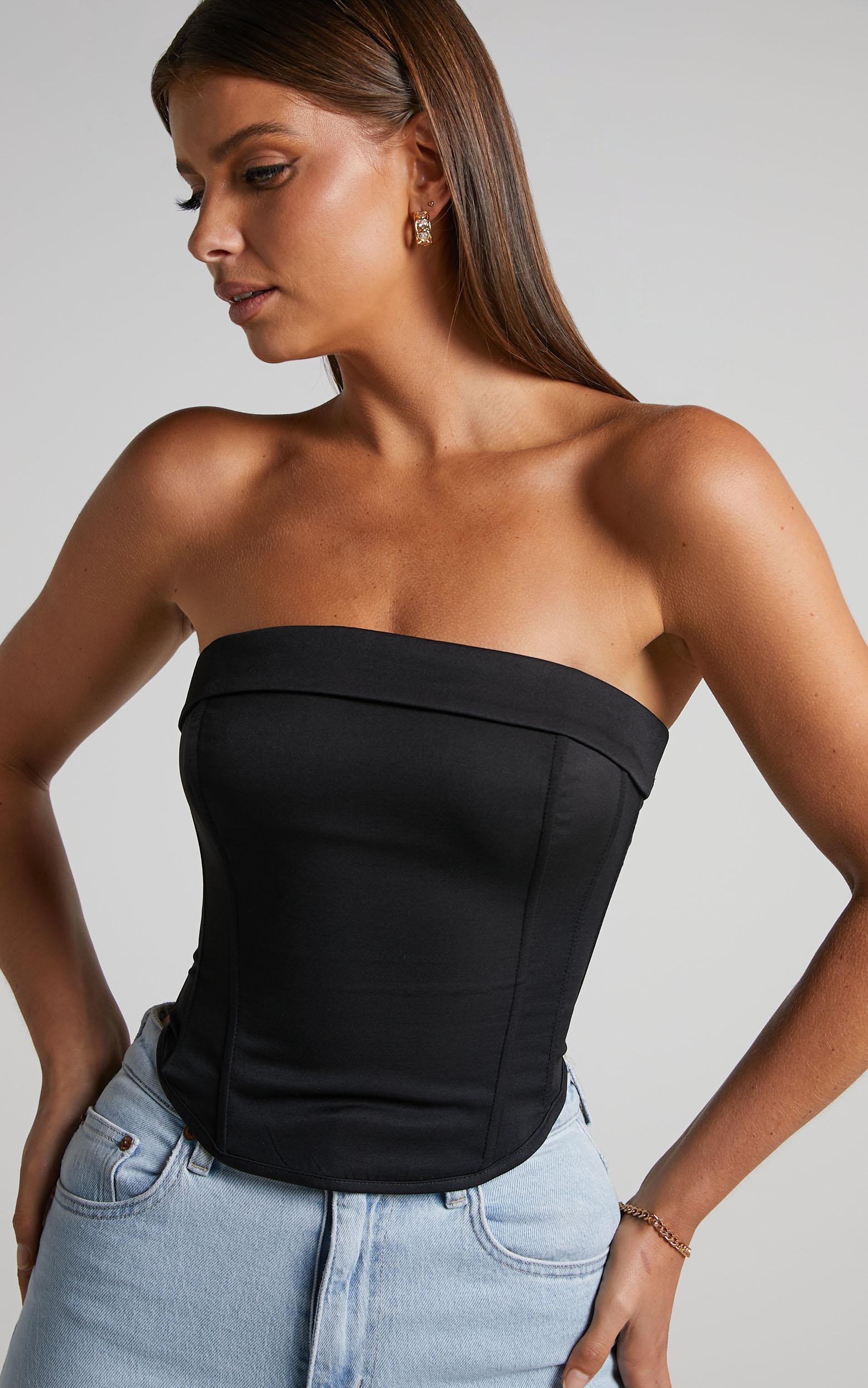 vaira top - strapless corset top in black