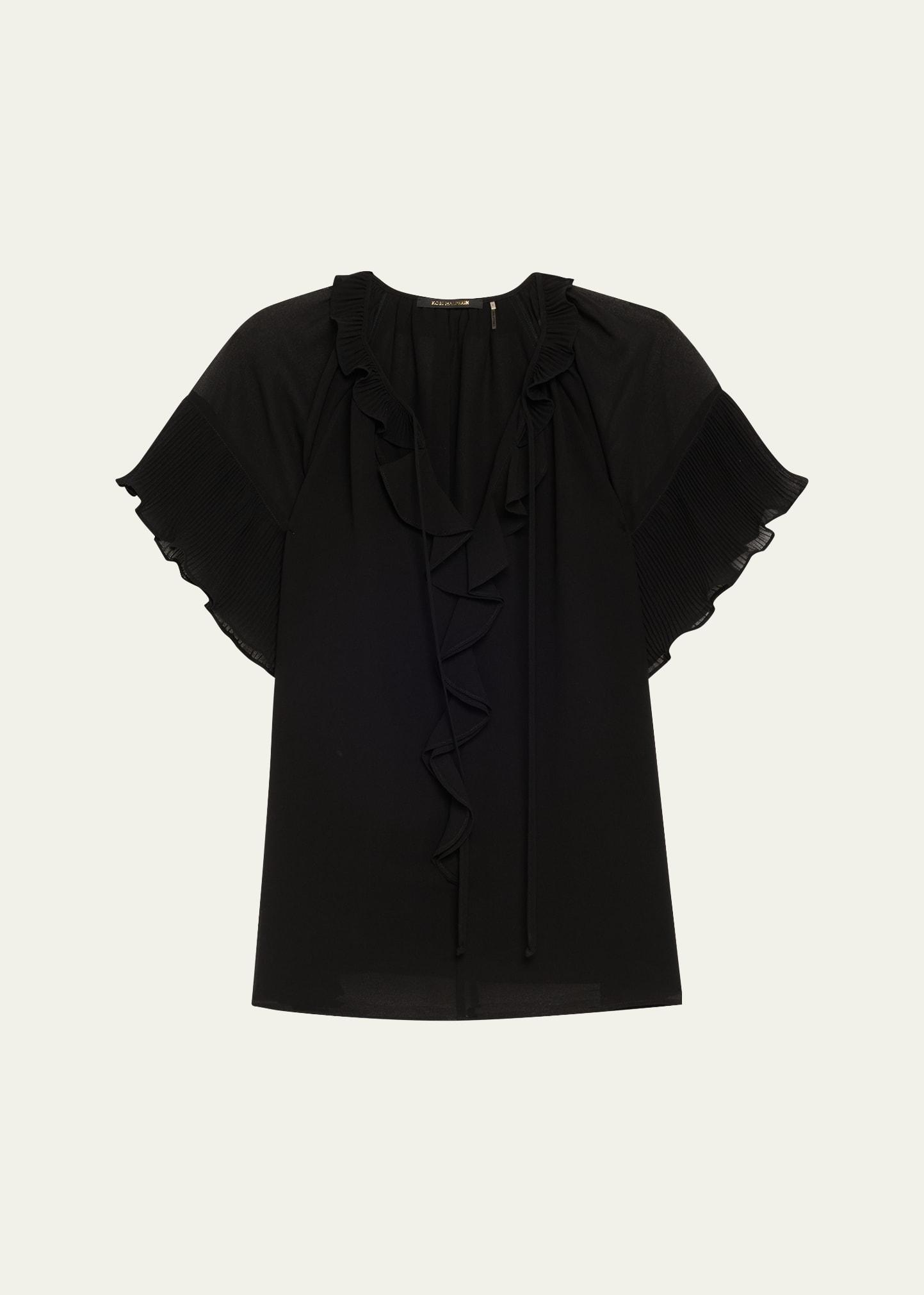 vale raglan-sleeve ruffle blouse