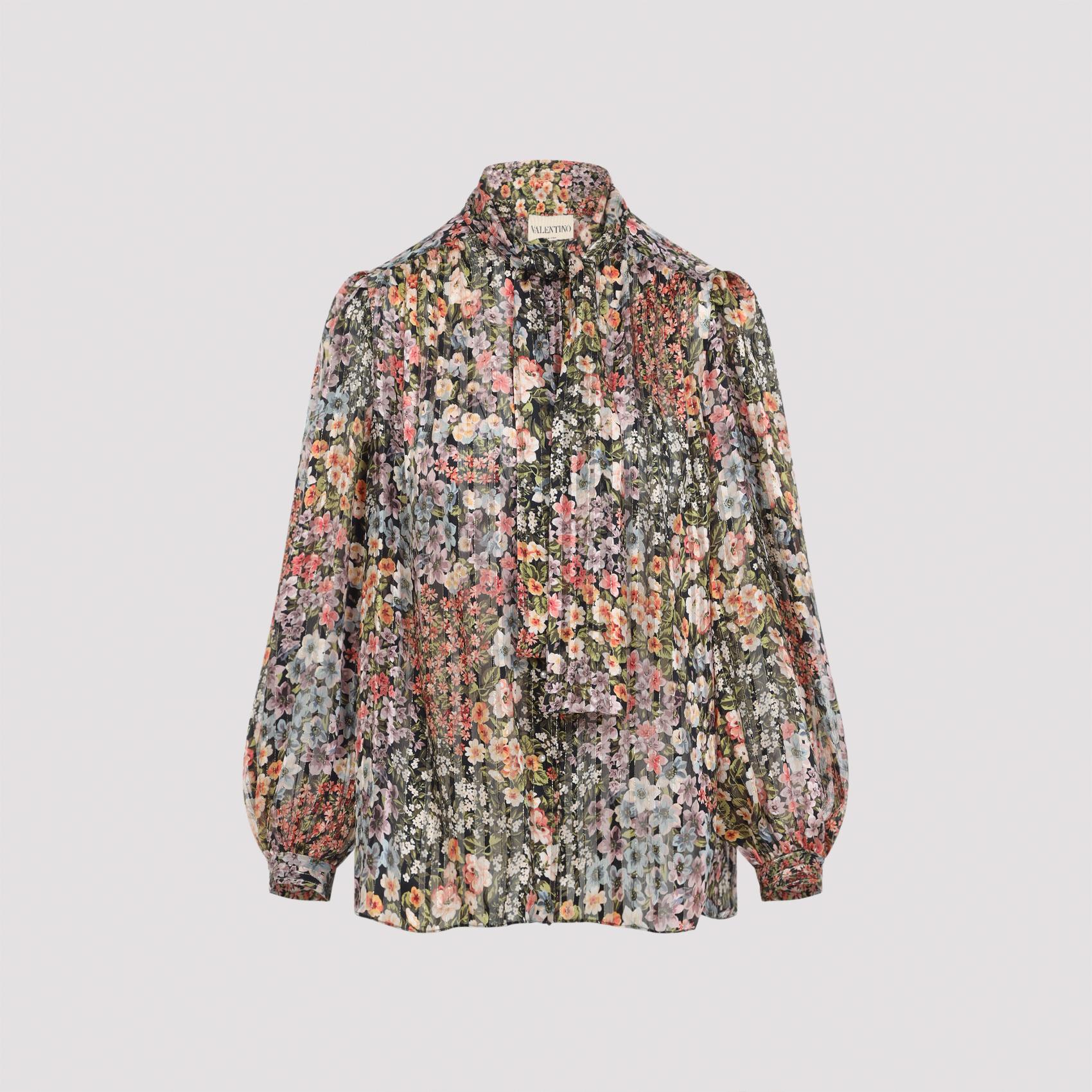 valentino all-over print shirt multicolour silk metallised fibre - women