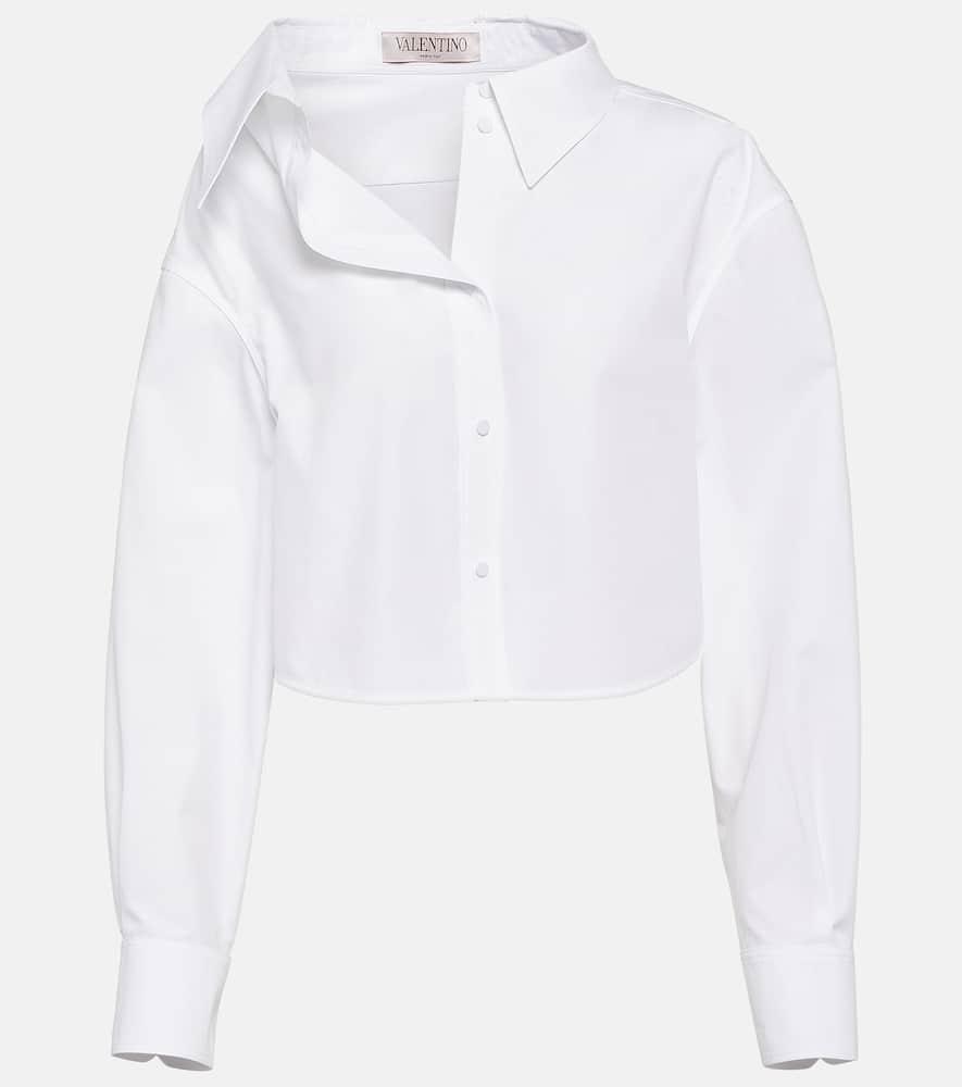 valentino asymmetric cropped cotton shirt