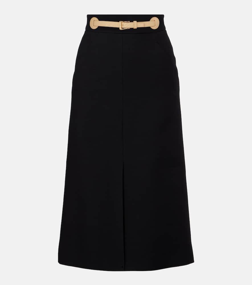 valentino belted wool and silk midi skirt