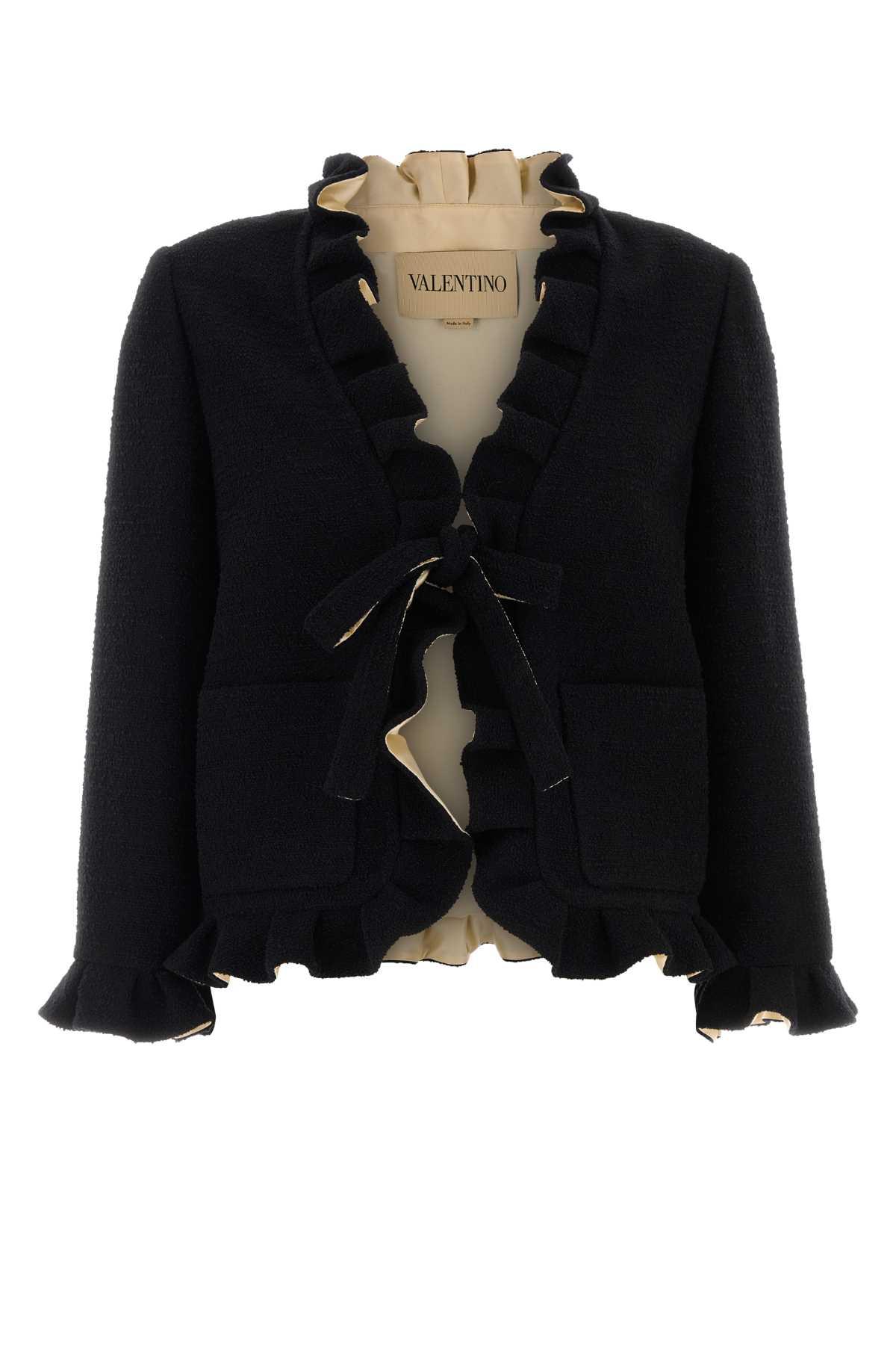 valentino black boucle blazer