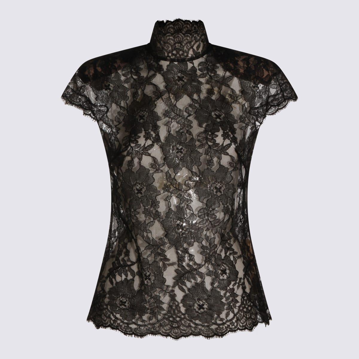 valentino black silk top