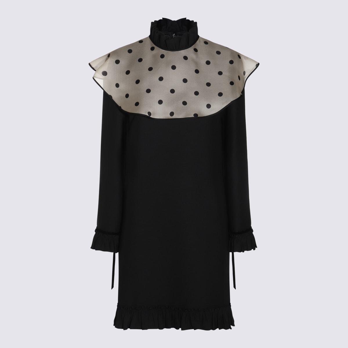 valentino black wool mini dress