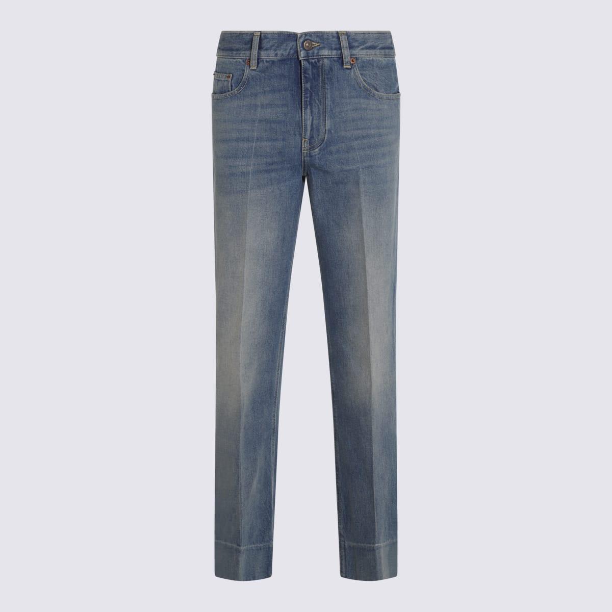 valentino blue cotton denim jeans
