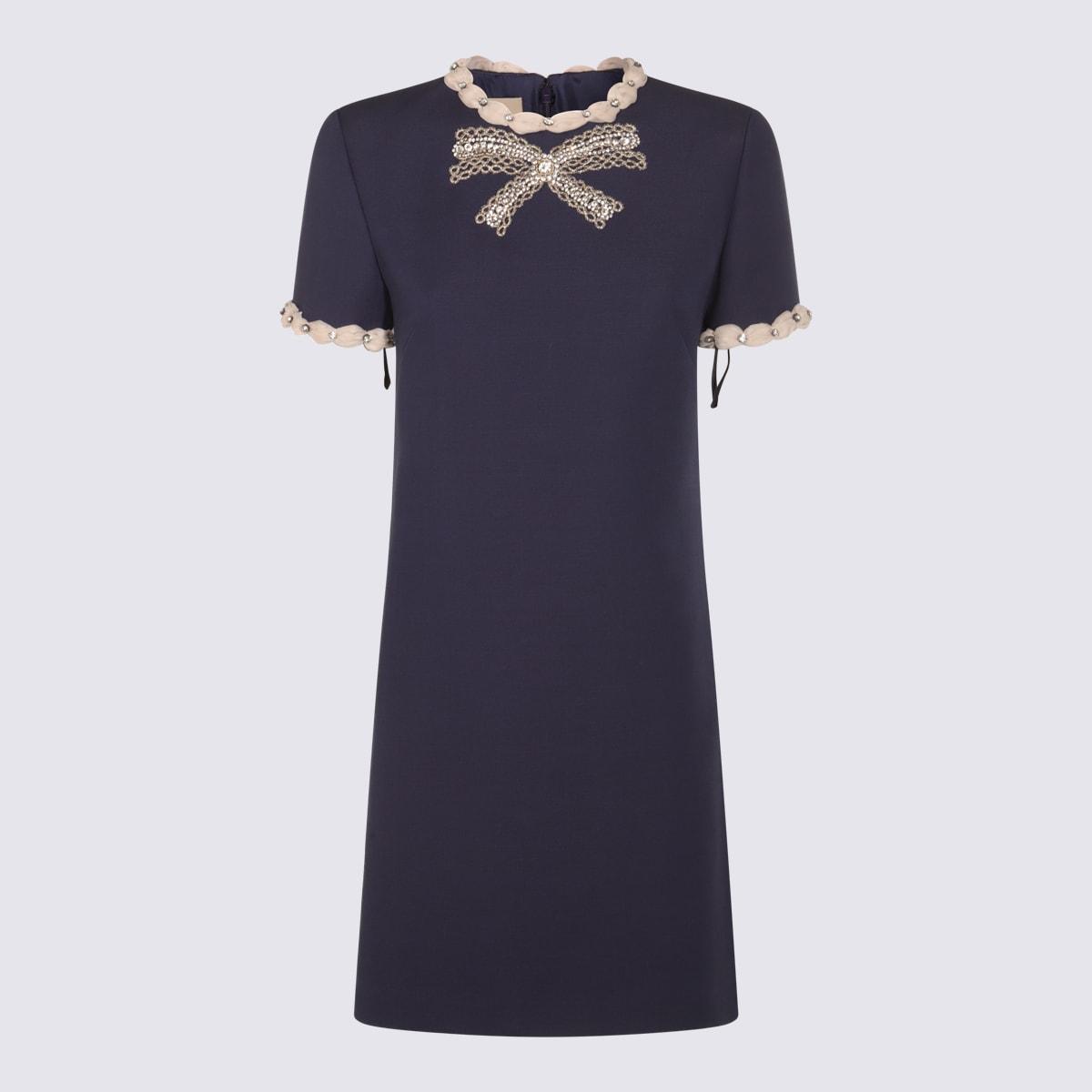 valentino blue wool mini dress