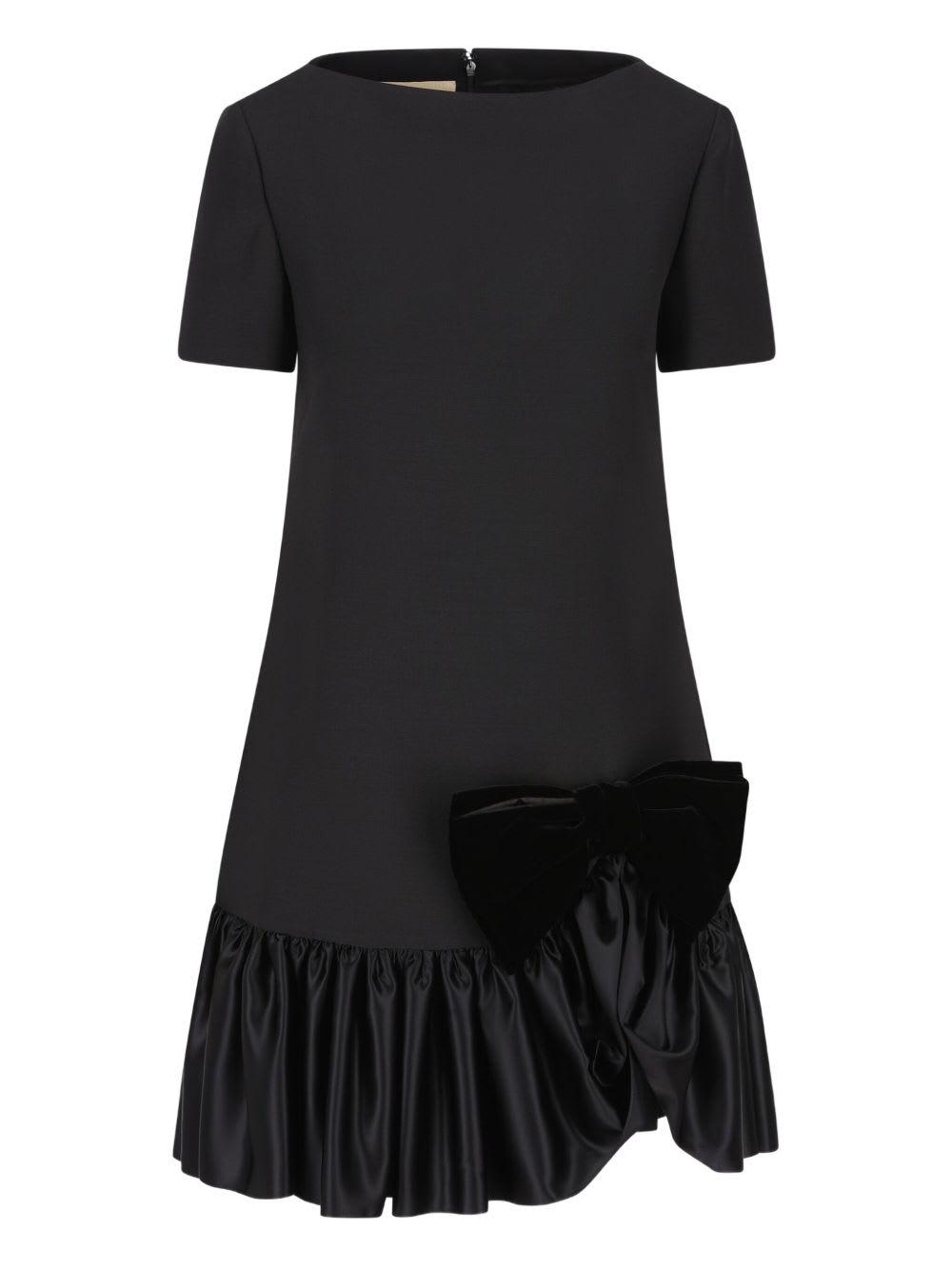 valentino bow detail wool and silk mini dress