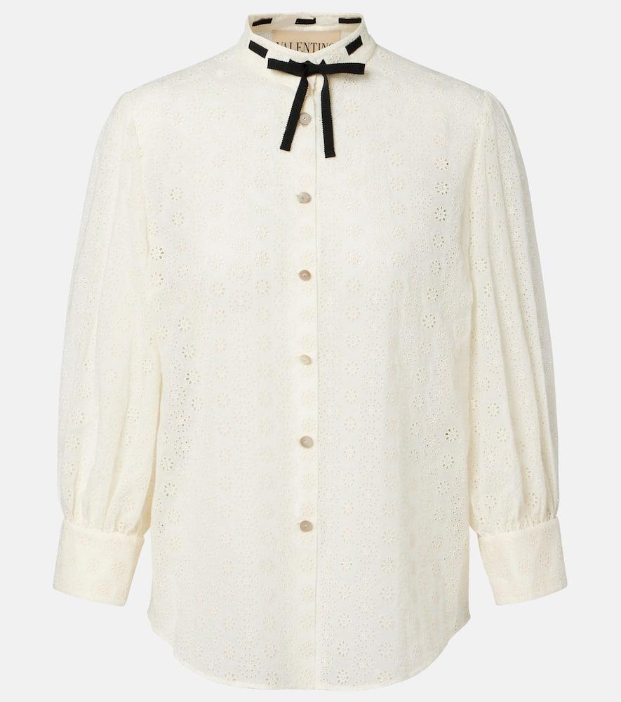 valentino broderie anglaise cotton poplin shirt
