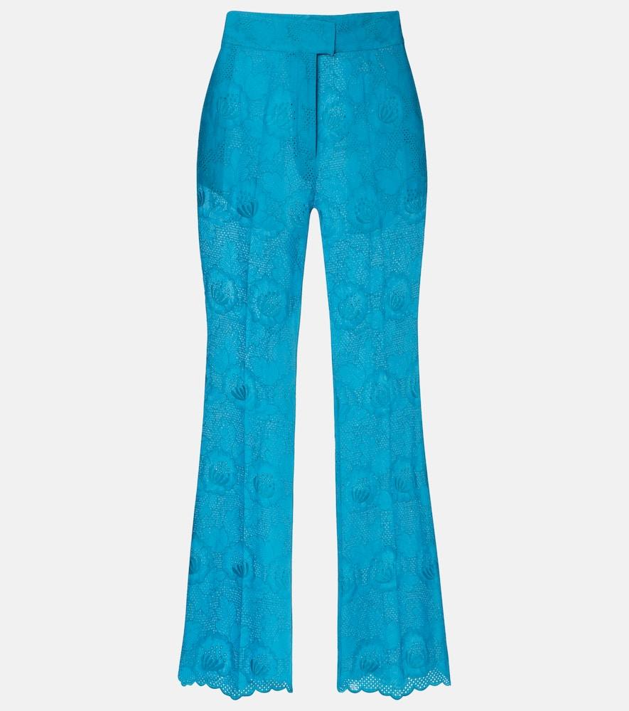 valentino broderie anglaise scalloped cotton straight pants