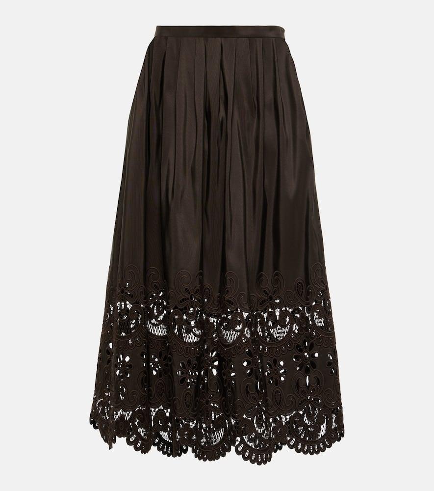 valentino broderie anglaise silk midi skirt