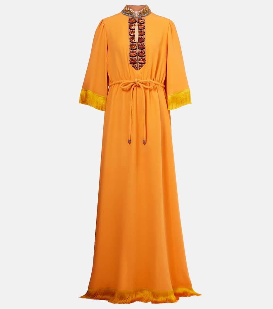 valentino cady couture embroidered fringed gown