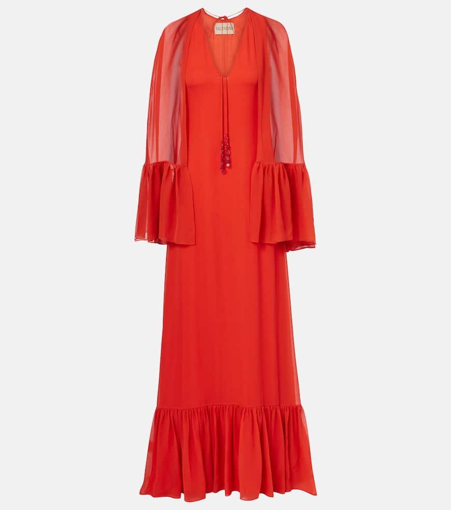 valentino caped silk georgette maxi dress