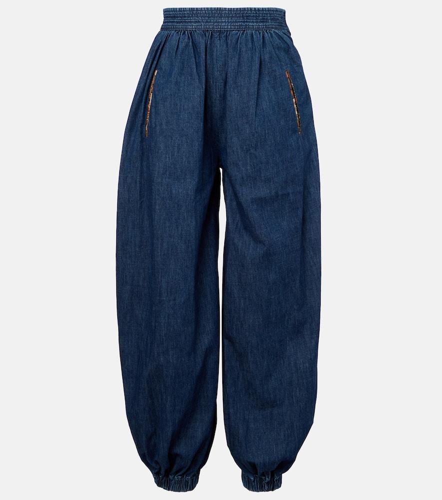 valentino chambray tapered pants