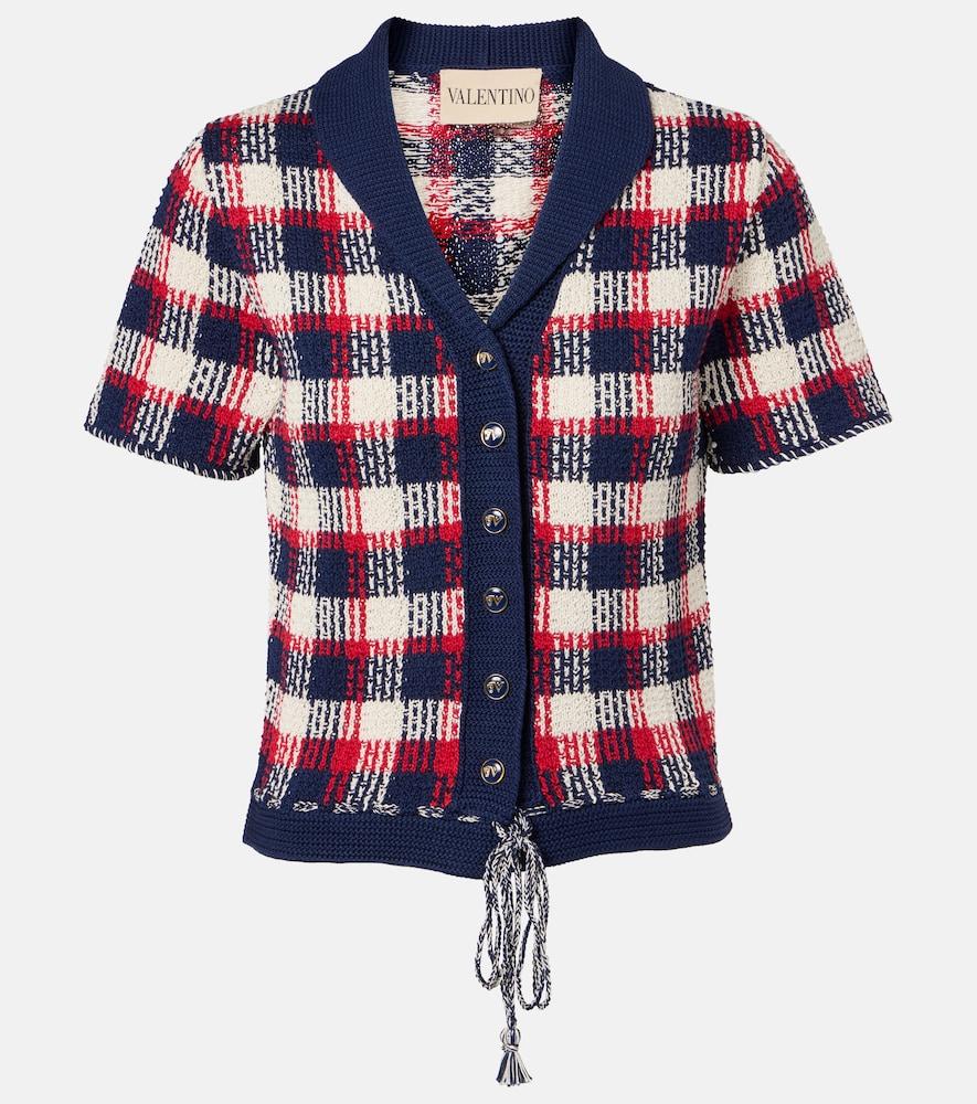 valentino checked cotton cardigan