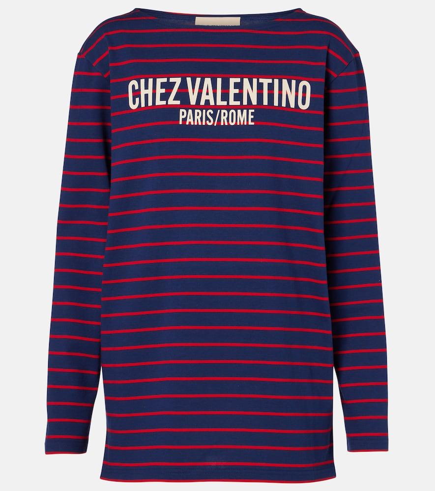 valentino chez valentino striped cotton jersey top