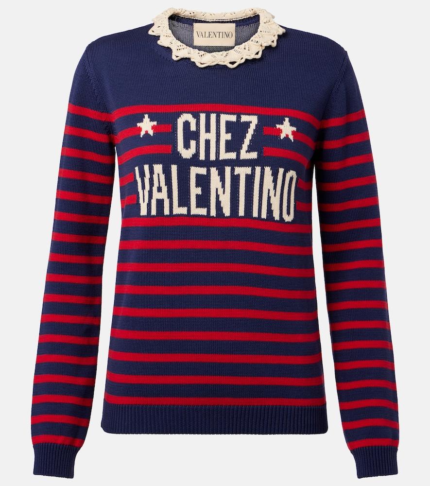 valentino chez valentino striped cotton sweater