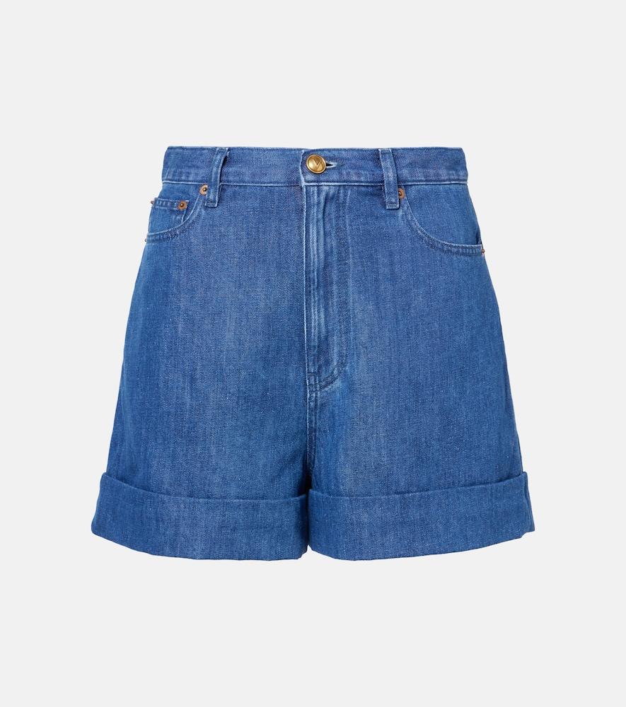 valentino cotton and linen denim shorts
