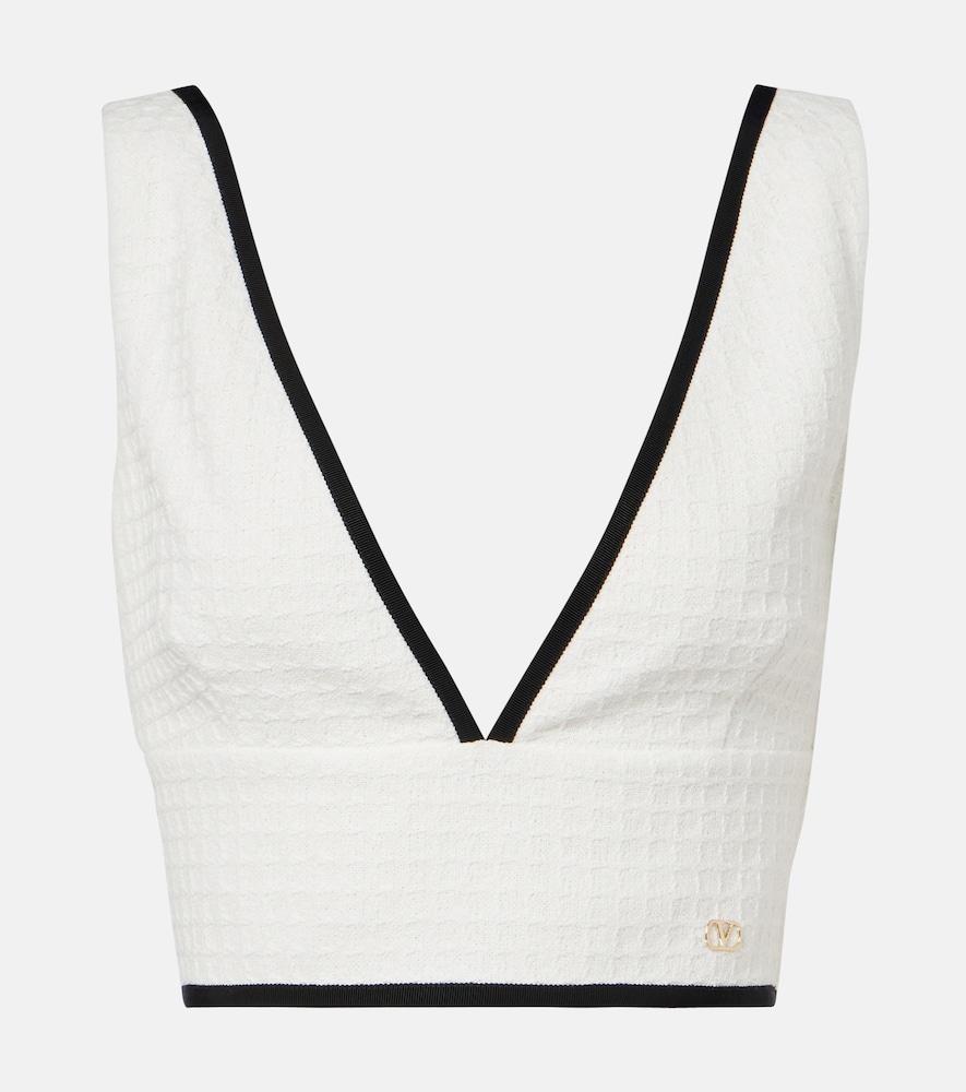 valentino cotton tweed crop top