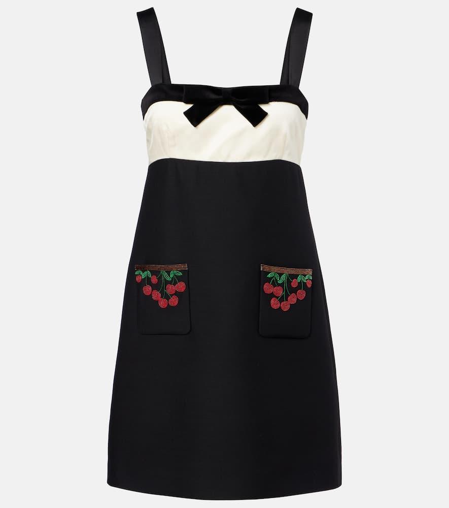 valentino crepe couture embroidered minidress