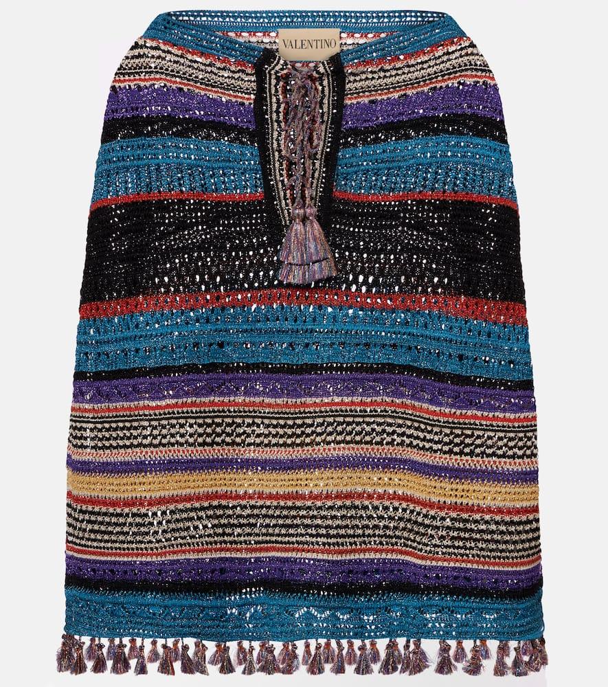 valentino crochet striped lamé poncho