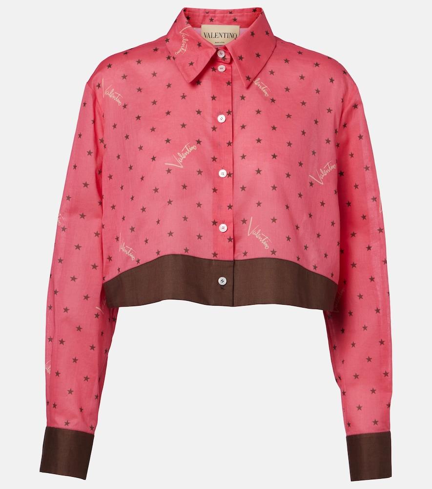 valentino cropped printed cotton shirt