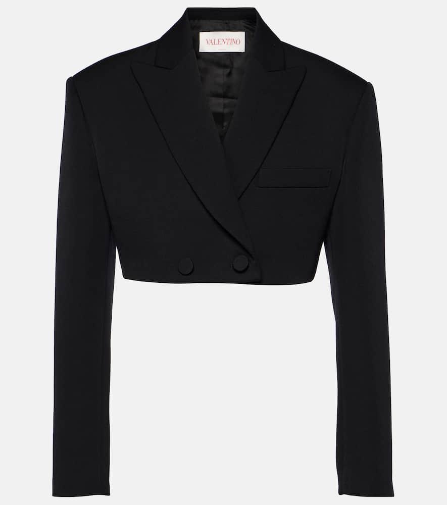 valentino cropped wool grisaille blazer
