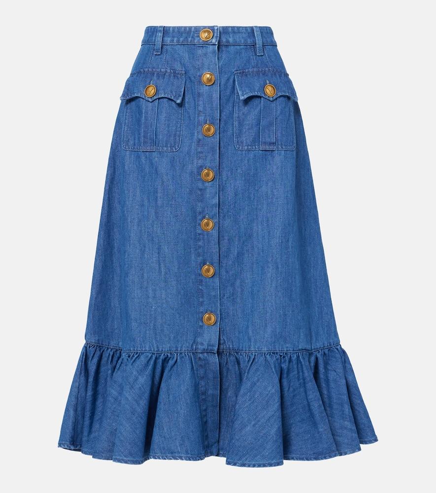 valentino denim midi skirt