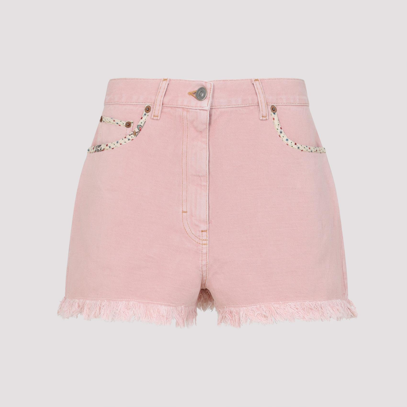 valentino denim shorts nude & neutrals cotton linen jean - women