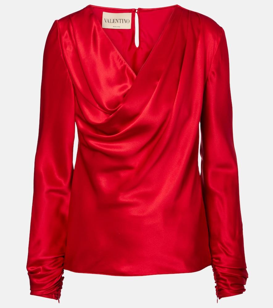valentino draped silk satin top