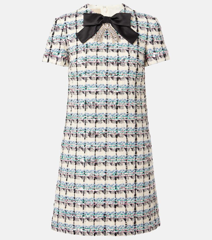 valentino embellished checked tweed minidress