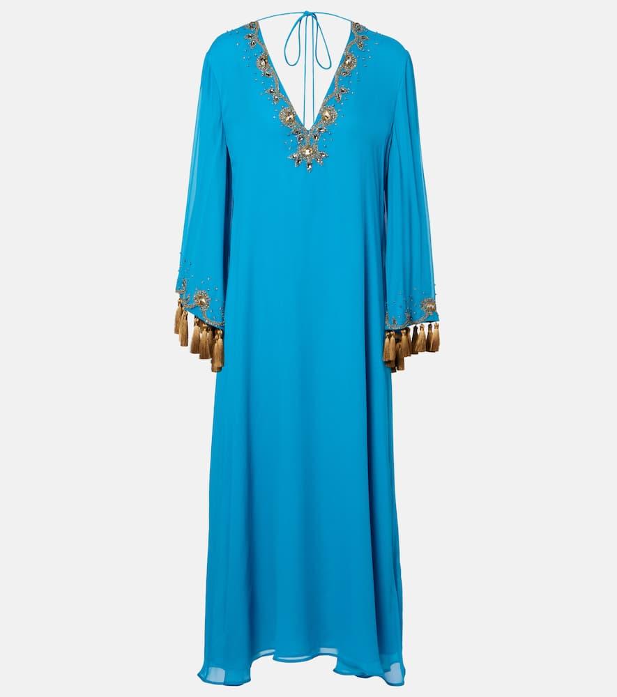 valentino embellished silk georgette midi dress