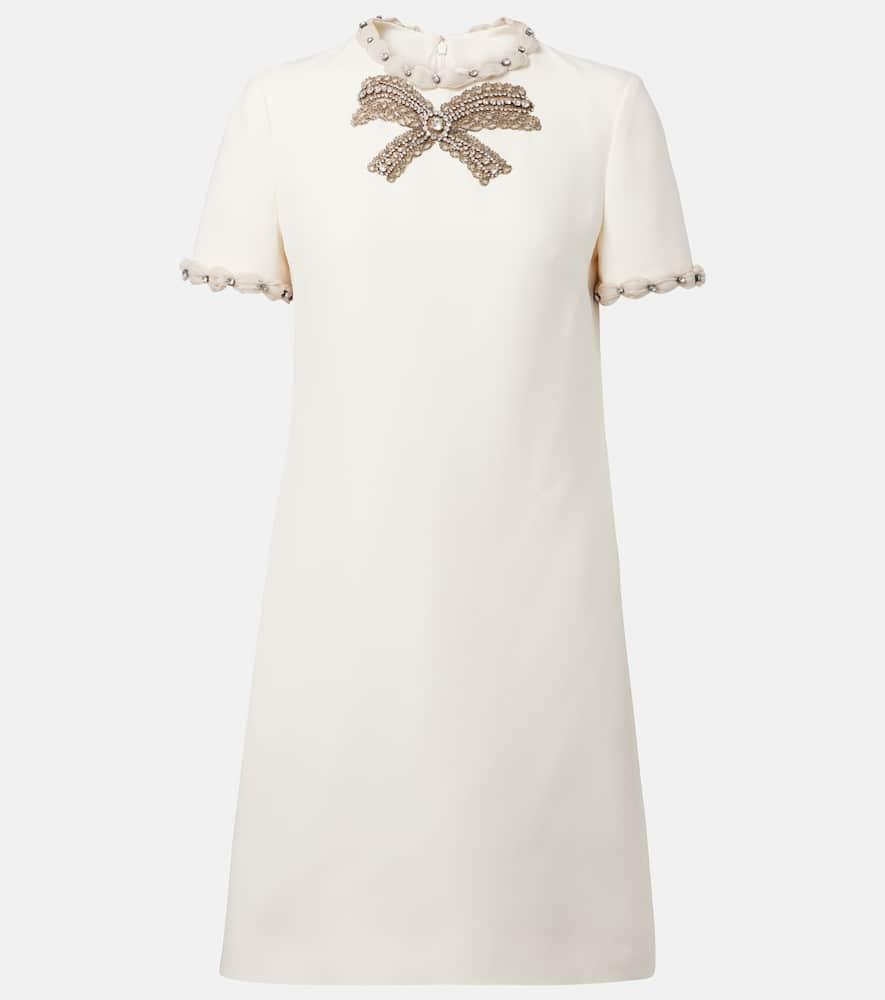 valentino embellished wool and silk minidress