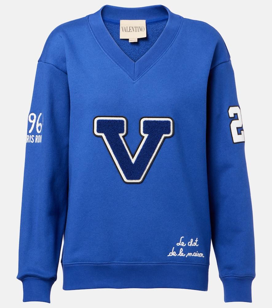 valentino embroidered cotton jersey sweatshirt