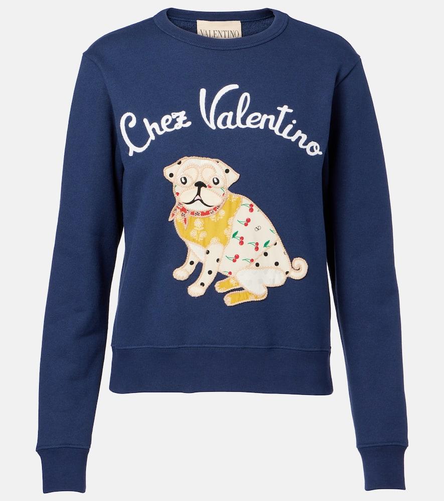 valentino embroidered cotton jersey sweatshirt