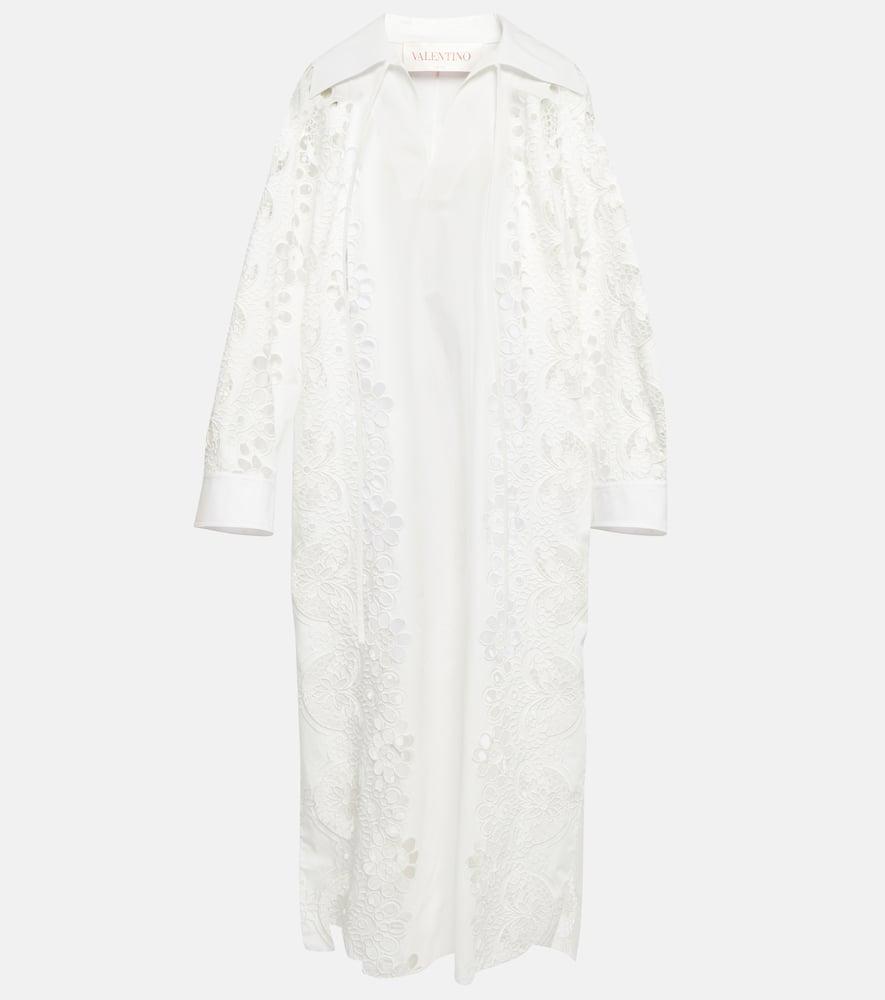 valentino embroidered cotton midi dress