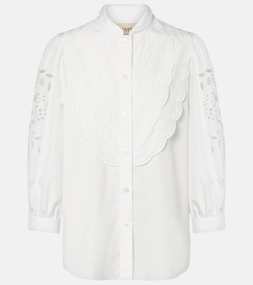 valentino embroidered cotton poplin blouse