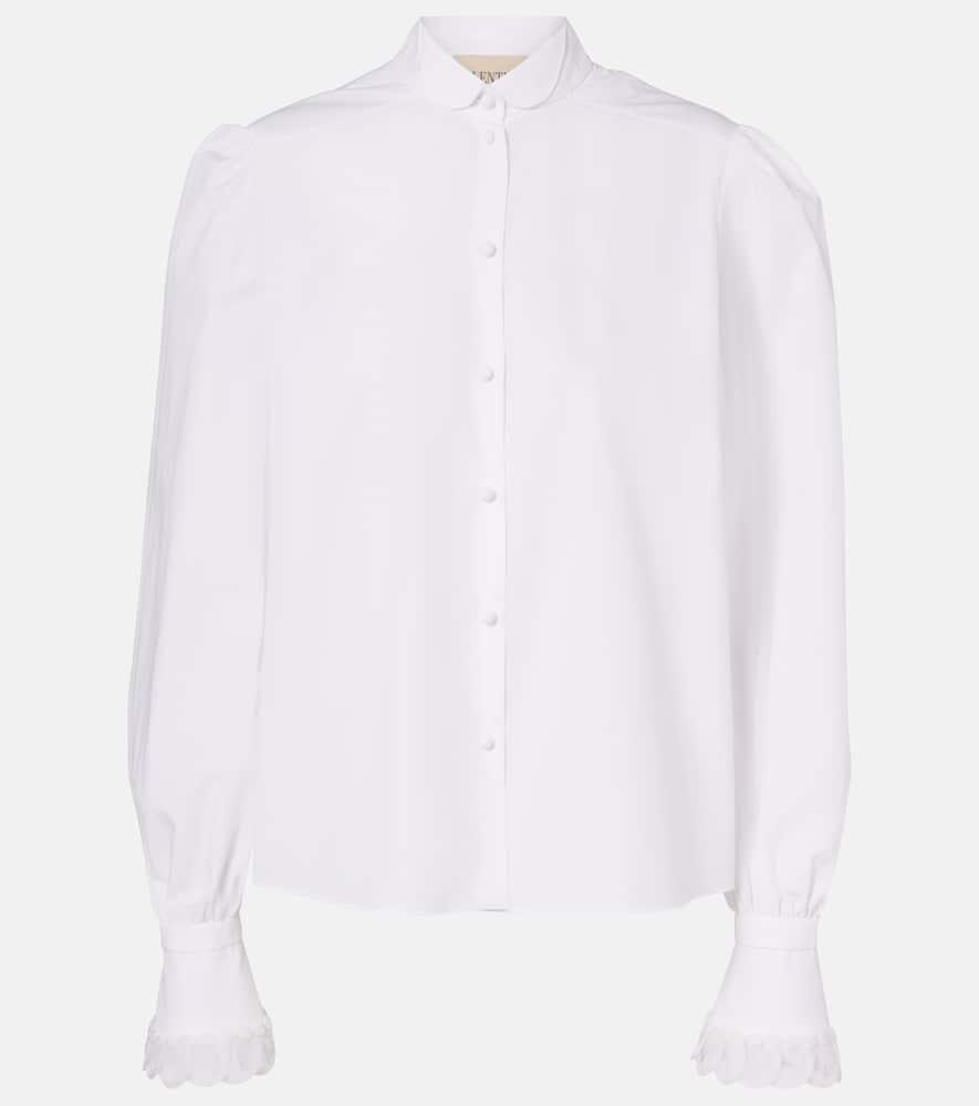 valentino embroidered cotton poplin blouse