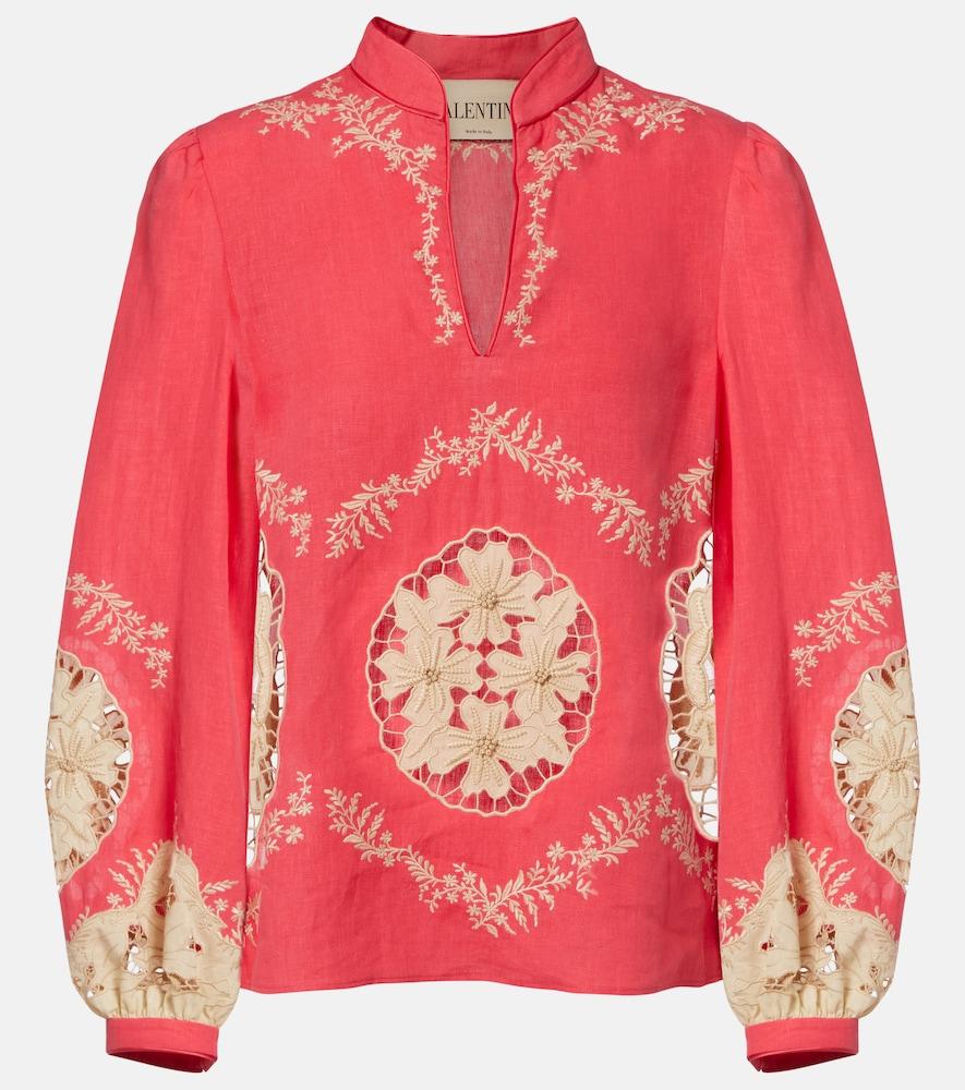 valentino embroidered linen shirt