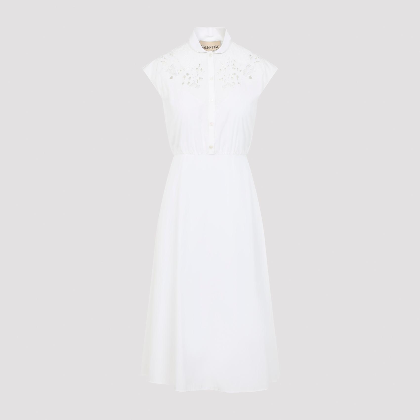valentino embroidered midi dress white cotton - women