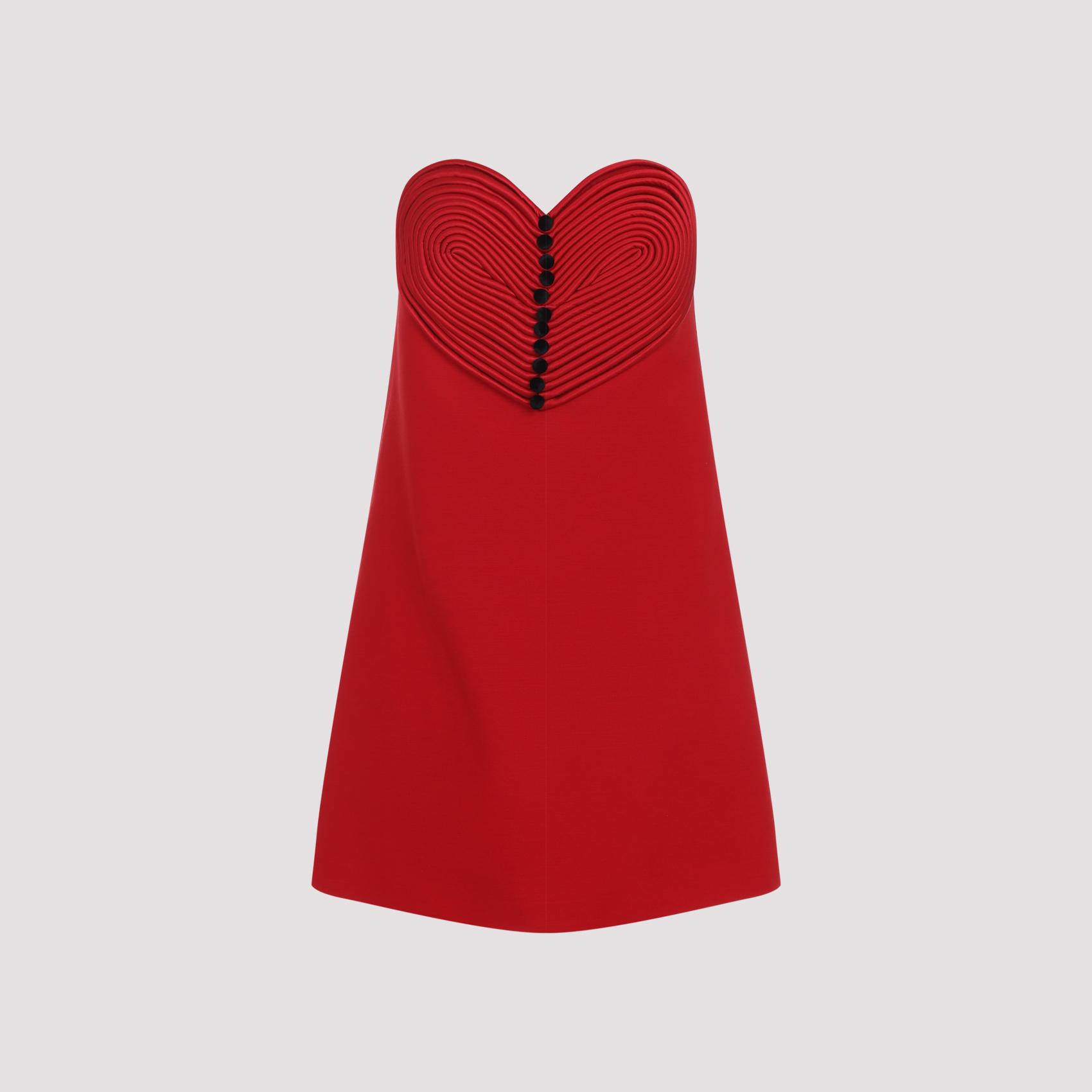 valentino embroidered mini dress red virgin wool silk - women